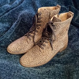 Lucky Brand Leopard Print Suede Leather Boot Size 8